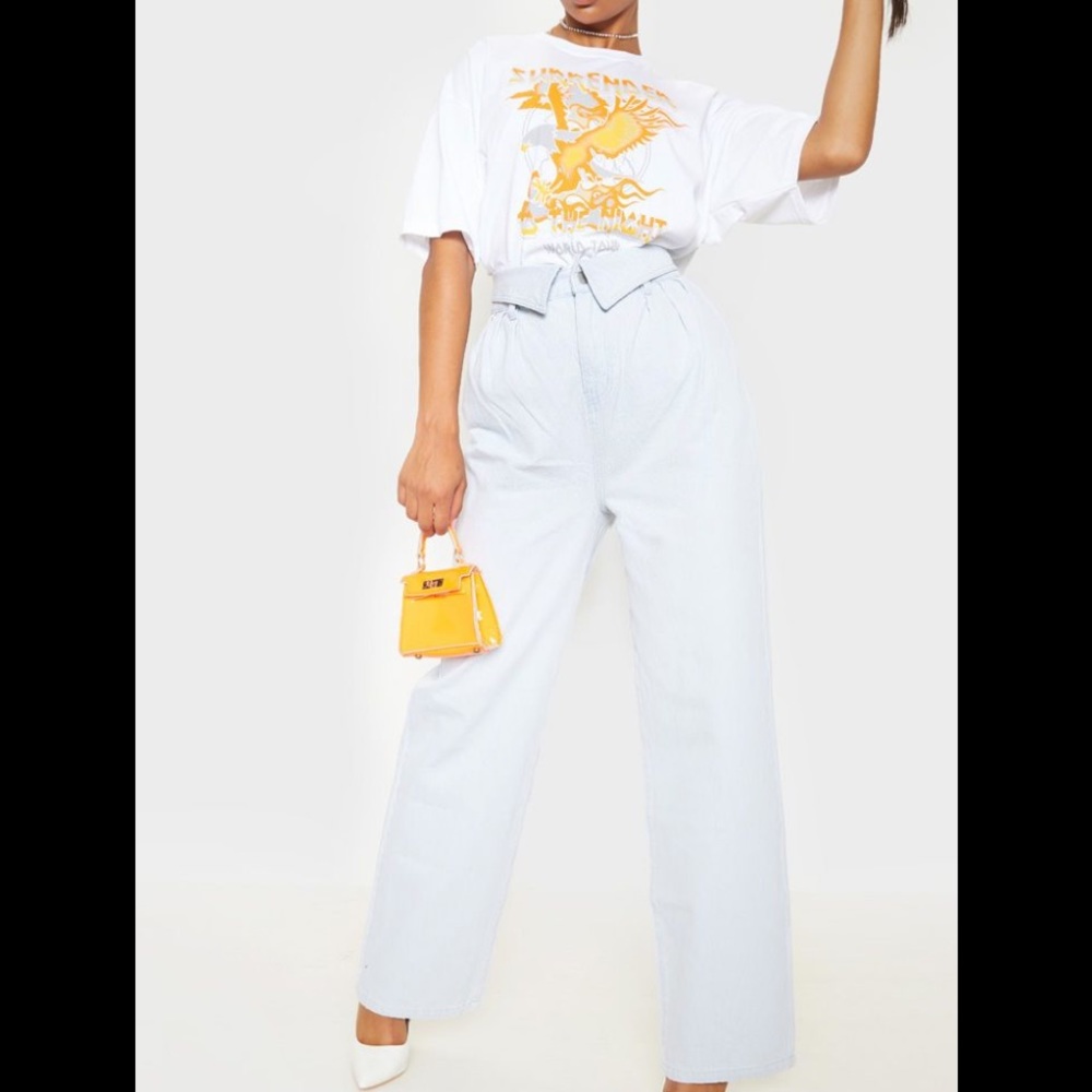 Bleach Wash Envelope Paperbag Baggy Jeans